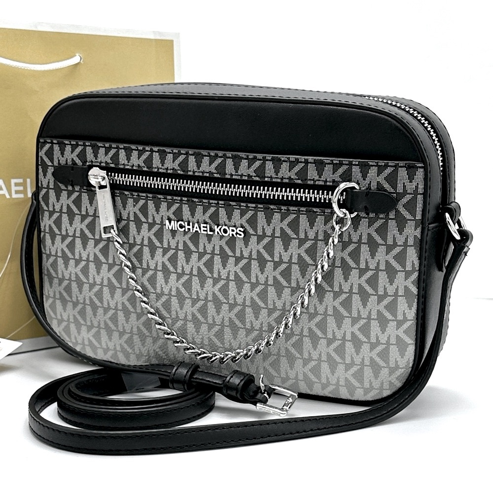 Michael Kors Jet Set Large Ombré Signature Logo East West Crossbody Black color